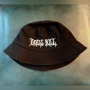 Dolls Kill Embroidered Black Bucket Hat